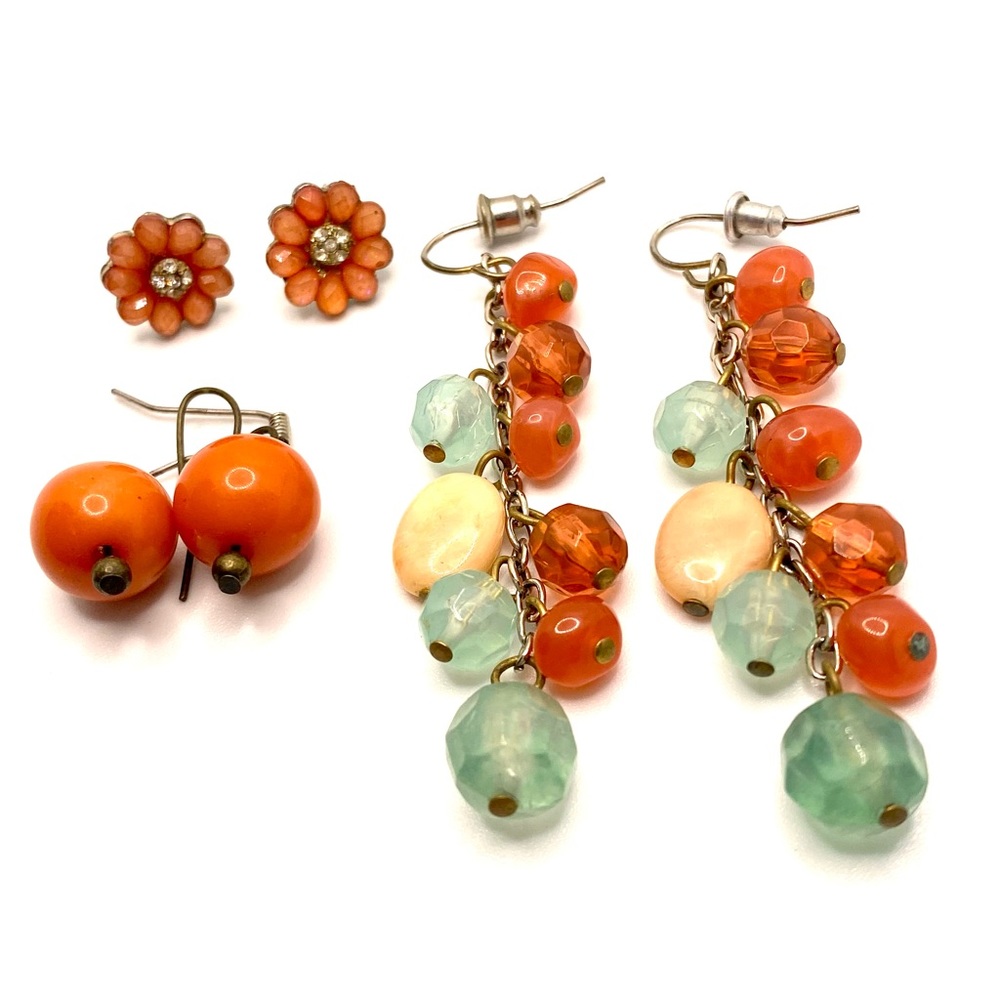 Vintage Earrings Estate Jewelry 70's 80's 90's Coral Set ✨H005